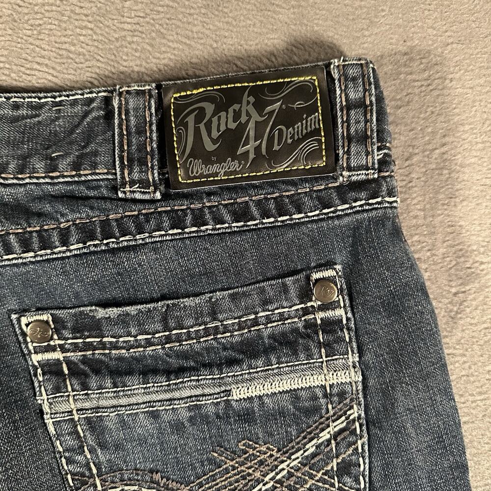 Wrangler Rock 47 MRB470A Jeans Blue Mens 36x30 Cotton Slim Boot Y2K Western - Picture 9 of 9